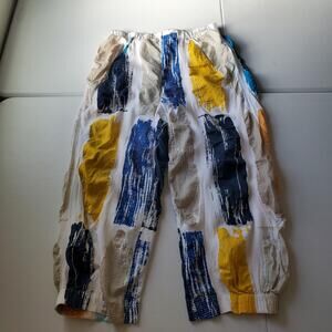 Maria Cornejo Pants Womens 10 Multicolor Striped Cotton Crepe Jogger Made USA